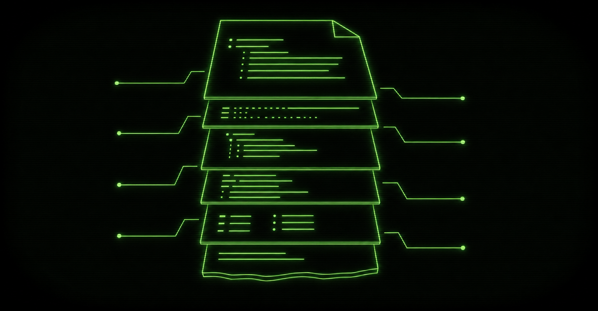 A CLAUDE.md file with its sections annotated like a programming language reference