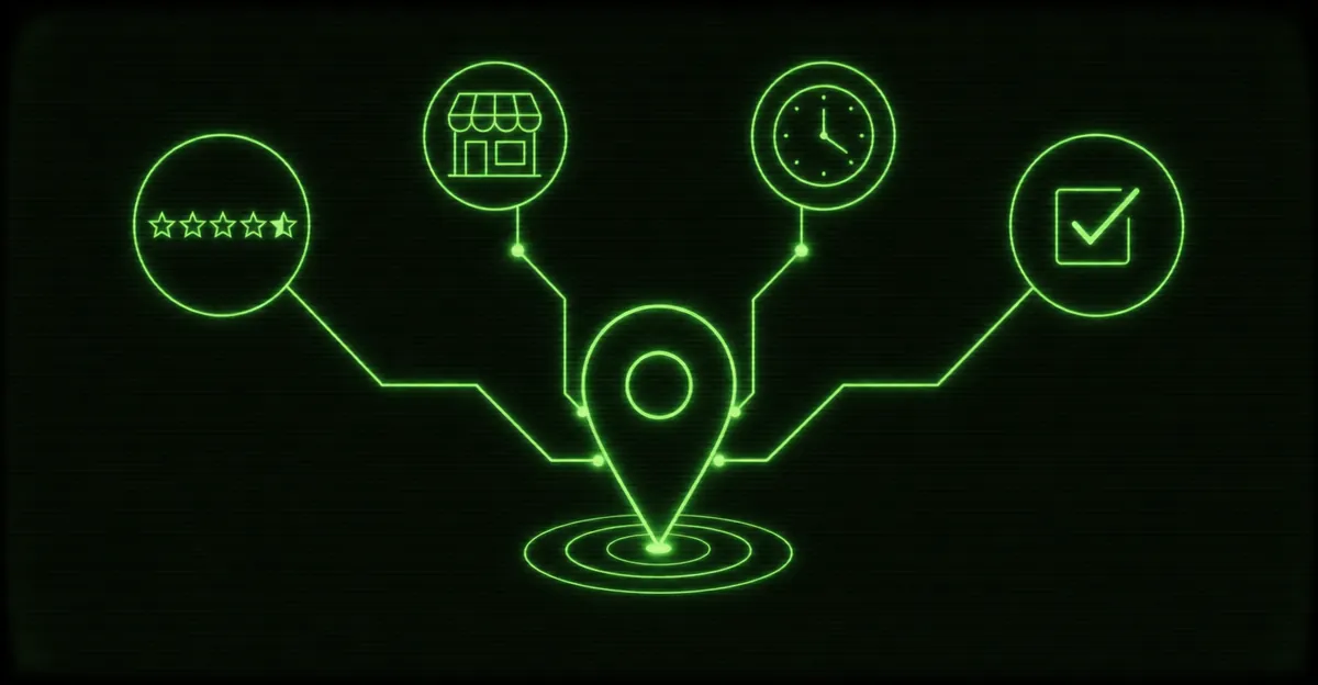 Local ranking signals converging on a single map pin