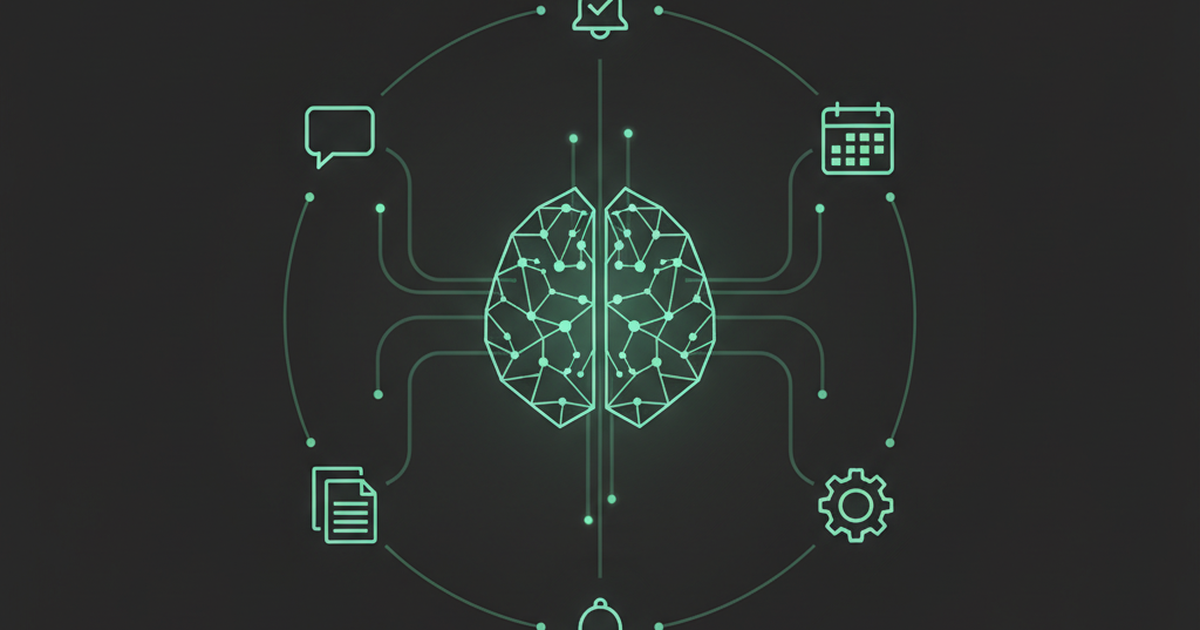AI brain connected to business tools