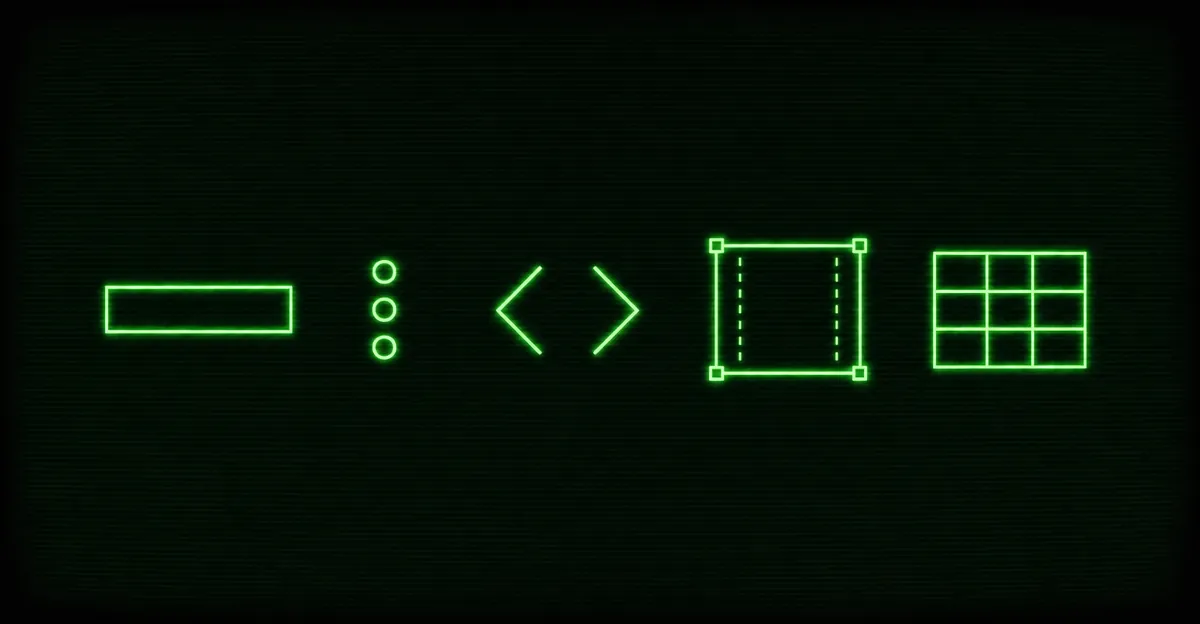 Five structural markdown elements arranged as building blocks of a prompt