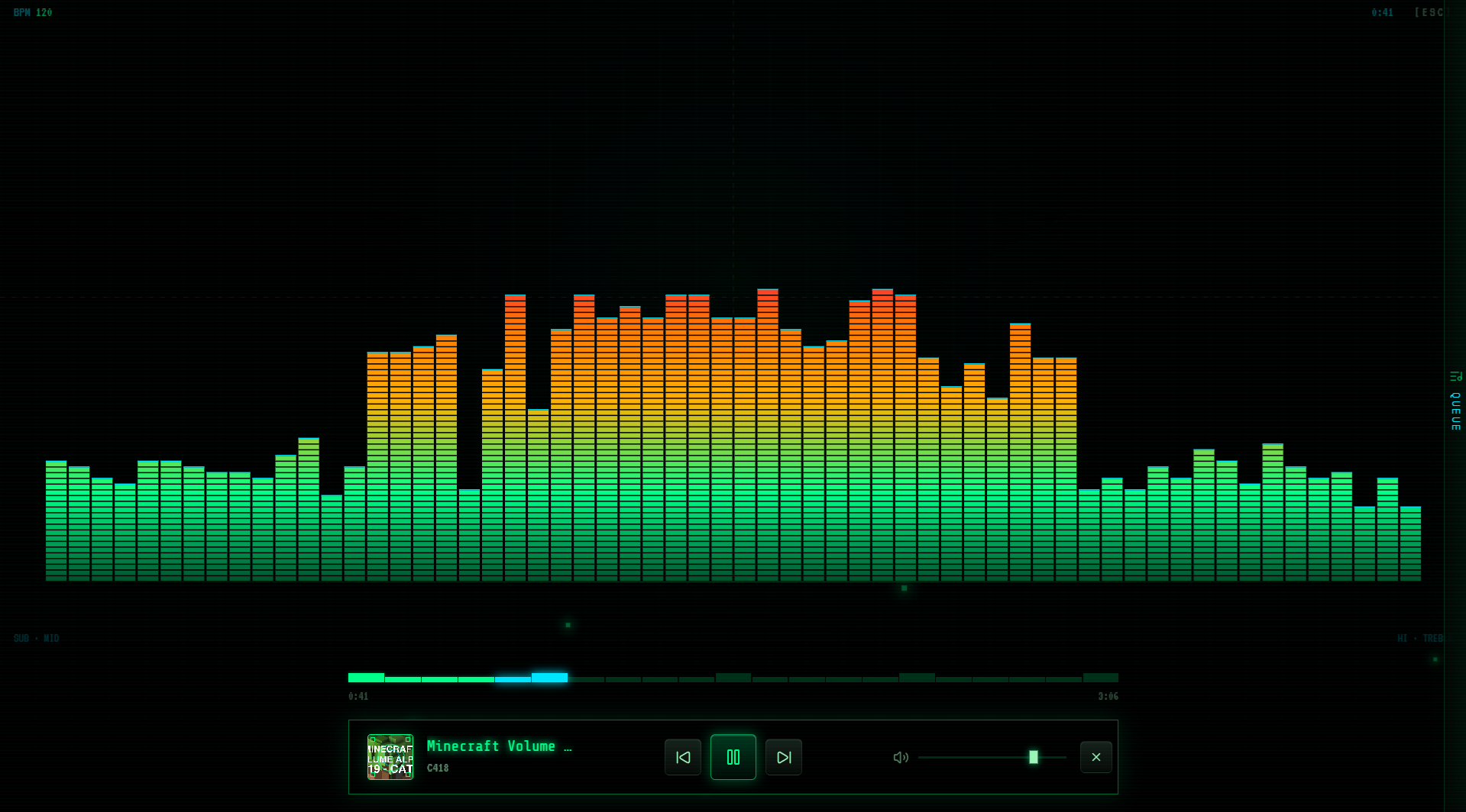 T-Player fullscreen spectrum visualizer