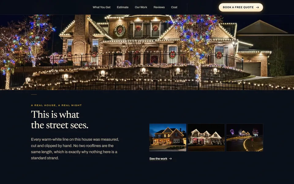 Photo section of a seasonal home services site