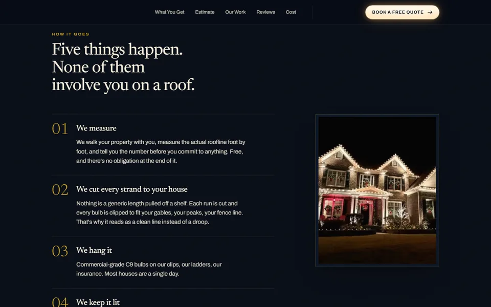 Process section of a seasonal home services site